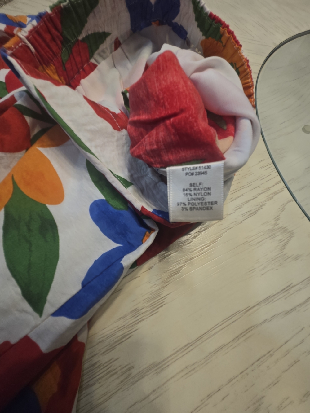 Skies Are Blue White Midi Skirt with Red, Blue, Orange & Green Floral Print - Picture 4 of 4
